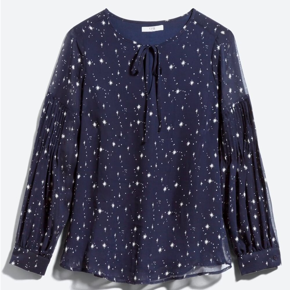 Q&A Midnight Blue Starry Blouse